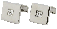 CL105 Cufflinks Chrome Single Crystal 