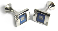 CL28 Cuff Links Sq/Blue Crystal Insert  