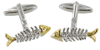 CL79 Cuff Links Fish Skeleton