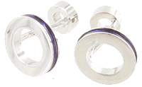 CL92 Cufflinks Chrome Circle Purple Rim  