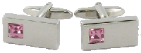 CL94 Cufflinks Chrome Bar Pink Crystal 