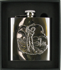 FL44 - 6oz Stainless Golf Scene Flask