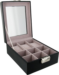 NEW JB10 Black PU travel cufflinks and watch box 