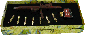 CAL02 - Caligraphy Pen Set Wood Pen, 7 Nibs & Ink  