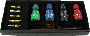 CAL06 - Caligraphy Pen Set Wood Pen, 5 Nibs & 4 Inks  