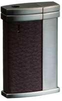 SK108-04 Black Nickel Satin Brown Shrink Leather Piezo Electronic Lighter 